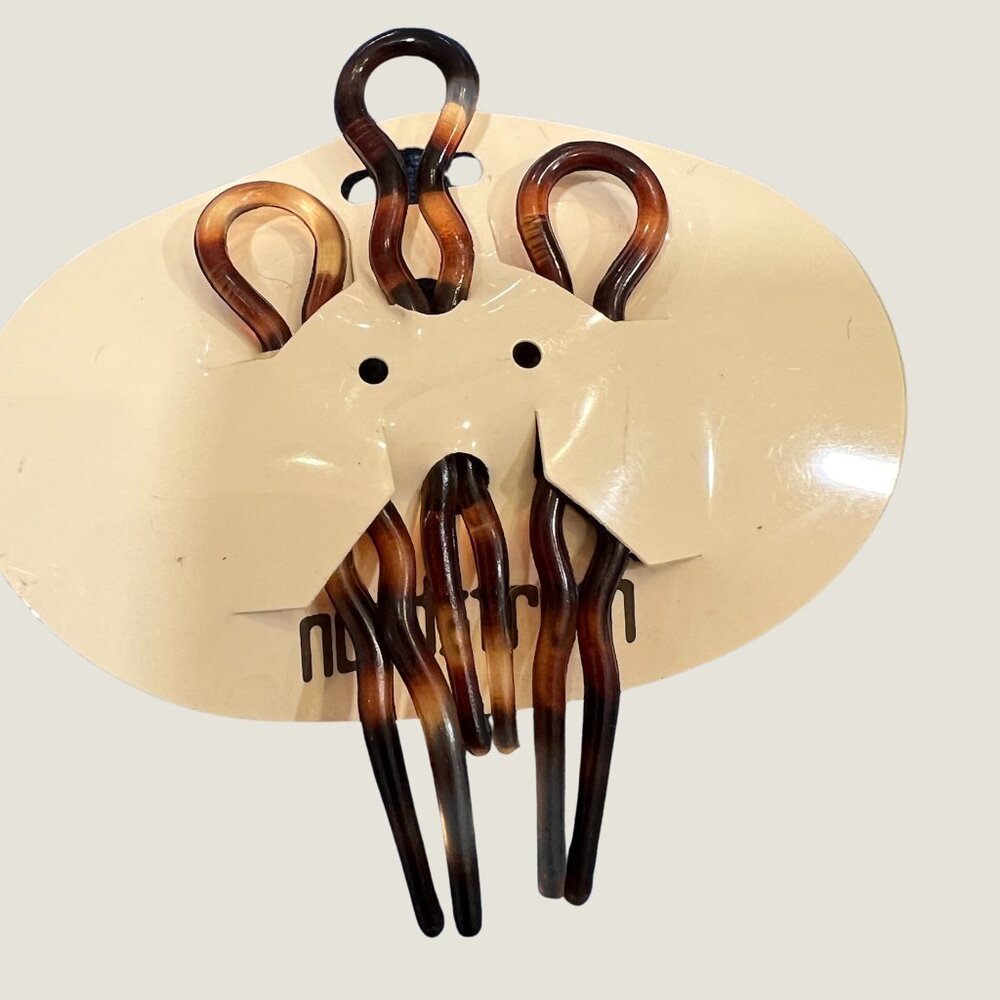 (Lot of 16) Nordstrom Tortoiseshell Hair Pins LG Wavy U-Shape Acetate France
